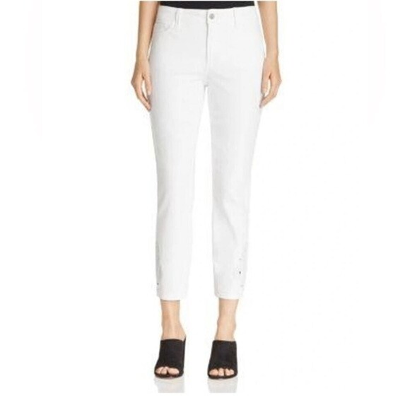 NYDJ Alina Lift Tuck Embroidered Ankle White Stretch Jeans SZ 12 - Picture 1 of 15
